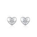 925 silver heart stud earrings with starburst engraving and sparkling cubic zirconia - 925 Silver / Stud Earrings ED3544