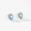 S925 sterling silver mermaid teardrop earrings with blue zircon in a vintage frame - Stud Earrings(ED3537)