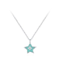 Elegante collana a stella in argento 925 con smalto verde menta e zircone scintillante - Stile Stella(TL301) / Argento 925