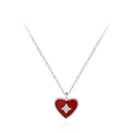 Collana vintage in argento 925 con pendente a cuore in smalto rosso e zircone a stella - Stile Cuore(TL300) / Argento 925
