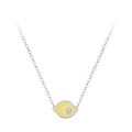 Collana in argento 925 con ciondolo a limone in smalto giallo e zircone scintillante - Stile Limone(TL298) / Argento 925