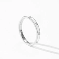 Anello minimalista in argento sterling 925 con smalto bianco e fila di zirconi - US 5 / Bianco (JZ2189W)