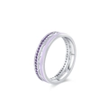 Squisito anello in argento sterling 925 con smalto viola e pietre scintillanti a cerchio - US 5 / Viola