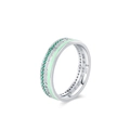 Anello in argento 925 con zirconi verdi brillanti e finitura in smalto verde chiaro - US 5 / Verde