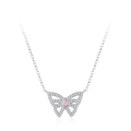 Elegante vlinderketting van 925 zilver met roze marquise steen en zirkonia - 925 zilver / Ketting TL322