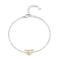 S925 sterling silver bracelet featuring a yellow half-moon zircon with O-chain link - Bracelet (SL2092Y) / Yellow