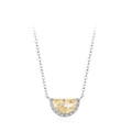 Elegant S925 silver necklace featuring a crescent moon pendant with yellow zircon - Necklace (TL326Y) / Yellow