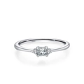 Anello minimalista in argento sterling S925 con zircone a taglio quadrato e pietre - US 5 / Stile Pietra Quadrata (JZ2229)