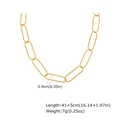 Collana a catena a maglie testurizzate in acciaio inossidabile dorato con misure e peso - Collana a Maglie Rettangolari Texturizzate Oro (NC-2486G)