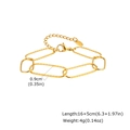 Dettaglio della catena a maglie rettangolari dorate con chiusura a moschettone e marchio K18 - Bracciale a Maglie Rettangolari Texturizzate Oro (BR-2687G)