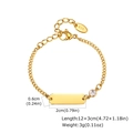 Close-up of golden stainless steel bracelet with engravable bar and zircon stone - Gold (12+3cm)