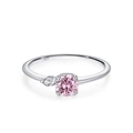 S925 Sterling Silber Ring mit rosa Zirkonia und Seitenstein in 4-Krallen-Fassung - Größe 5 / Ring (JZ2220) / 925er Silber