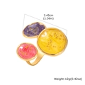 Detail view of geometric golden ring with colorful enamel inlay and dimension measurements - Geometric Three-Color Design (RC-953G)