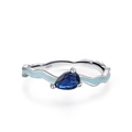 Anello in argento S925 con zircone blu a goccia e smalto azzurro dal design a onda - US 5 / Blu