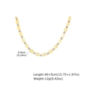 Gold hollow oval link necklace with white rhinestone rings showing 40+5cm length specs - Necklace - White Rhinestone (NC-2261G)