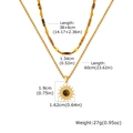 Detail view of layered stainless steel necklace with tiger eye beads and sunburst pendant - Combination Three (Sunburst Pendant)