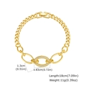 Detail van 18cm gouden Cubaanse kettingarmband met micro-pave ovale ring en afmetingen - Ovale Ring Pave-stijl (PBR-312G)