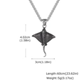 Maßangaben für den Vintage-Rochen-Anhänger mit 60 cm Edelstahlkette im Detail - Anhänger Ohne Kette (PN-2334S)