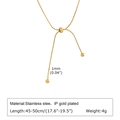 Collar de cadena de serpiente ajustable de 1mm en acero inoxidable dorado para mujer - 45-50cm / Dorado