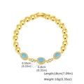 Detailed view of gold plated bead bracelet with turquoise stones and white zircons - Gold Blue Beaded Bracelet (PBR-304G)
