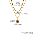 Double-layered stainless steel necklace with natural tiger eye beads and oval pendant - Combination Five (Oval Tiger Eye Pendant)