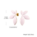 Detailansicht der rosa Blattohrringe mit Maßen: 3,4 cm Höhe und 2,2 cm Breite - Zartrosa (ES-499G02)
