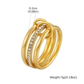 Detailansicht eines mehrlagigen Goldrings mit Strasssteinen, Breite 0,2 cm, Gewicht 5 g - US 6 / Gold (RC-889G)