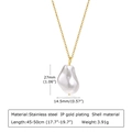 Technical sketch of stainless steel IP gold shell pendant necklace with size dimensions - Shell Material Organic Shape Style (NC-1195G)