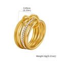 Detail of multi-layered gold ring featuring sparkling pavé crystals and sandblasted texture - US 6 / Frosted Rhinestone Multi-Layer Style (RC-1006G)