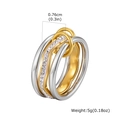 Detail eines ineinandergreifenden Gold- und Silberrings mit Kristallen, 0,76cm breit - US 6 / Gold & Silber (RC-1005SG)
