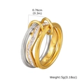 Detail von mehrlagigen ineinandergreifenden Ringen in Gold und Silber mit Zirkonia - US 6 / Ineinandergreifend Gold & Silber (RC-1011GS)