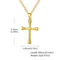 Detailansicht des goldenen Kreuzanhängers mit Maßen und gedrehter Gliederkette - Gold-Nur Anhänger (Ohne Kette)