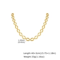 Detail view of gold stainless steel oval link necklace with exact dimensions and weight - Smooth Oval Necklace (NC-2699G)