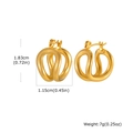 Detail showing dimensions of gold double-layered U-shaped earrings with twisted texture - Gold Double-Layer U-Shape Textured Style (ED-971G)