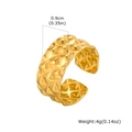 Detailed macro view showing the 0.9cm width and quilted texture of this gold steel ring - Quilted Rhombus Style (RC-1053G)