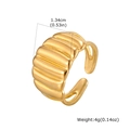 Detail shot of golden croissant ring showing 1.34cm width and 4g weight specifications - Pleated Croissant Style (RC-1050G)