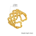 Detail view of gold geometric cutout ring showing 1.24cm width and floral pattern - Hollow Floral Style (RC-1031G)