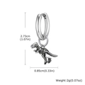 Silberne Dinosaurier Skelett Creolen für Herren mit Dinosaurierknochen Anhänger Maße - Dinosaurier-Skelettform (ED-868S02-1)