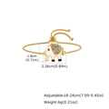 Adjustable golden elephant bracelet with white enamel and colorful cubic zirconia - White Enamel Elephant (PBR-351G)