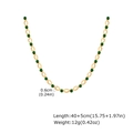Detailoverzicht van gouden roestvrijstalen ketting met groene strassteentjes en maten - Halsketting - Groene Strass (NC-2261G02)
