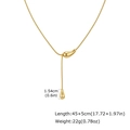 Detailed view of gold teardrop Y-necklace with chain length and pendant size specs - Gold (NC-2719G)