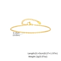 Cavigliera dorata con perline sottili chiusura a moschettone e piastrina K18 21+5cm - 1.5mm