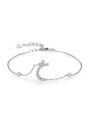 Bracciale in argento S925 con lettera araba e zirconi cubici in finitura argento - Stile Lettera Araba Ha (SL2001) / Argento 925
