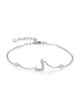 Bracciale in argento sterling S925 con lettera araba e scintillanti pietre di zircone - Stile Charm Alfabeto Arabo (SL2012) / Argento 925