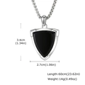 Detalle del colgante de escudo de acero inoxidable con ónice negro y dimensiones - Colgante Solo (Sin Cadena) (PN-2304S)