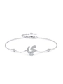 Bracciale in argento sterling S925 con lettera araba, diamanti pavé e catena regolabile - Stile Pavé Simbolo Artistico (SL2013) / Argento 925