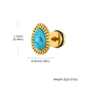 Detalle de pendientes de turquesa en forma de gota dorada con medidas 1,12cm alto y 0,9cm ancho - Estilo Turquesa en Gota (ES-788G02-1)