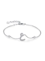 Elegante bracciale in argento sterling S925 con lettera E e brillanti zirconi cubici - Stile Lettera E Corsiva (SL2023) / Argento 925