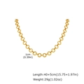 Gold stainless steel round link chain necklace with 1cm diameter circles and 45cm length - Circle Link Necklace (NC-2679G)