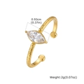 Detail van gouden open ring met marquise-geslepen zirkoon en gehamerde textuur afwerking - Marquise Zirconia Stijl (RC-1026G)